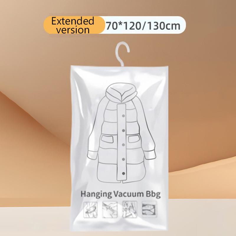 Vacuum Hanging Storage Bags Space Saving Clothes Compression Vacuum Covers Reusable Closet Vacuum Storage Bag Clothes For Down 120CM белый 609₽