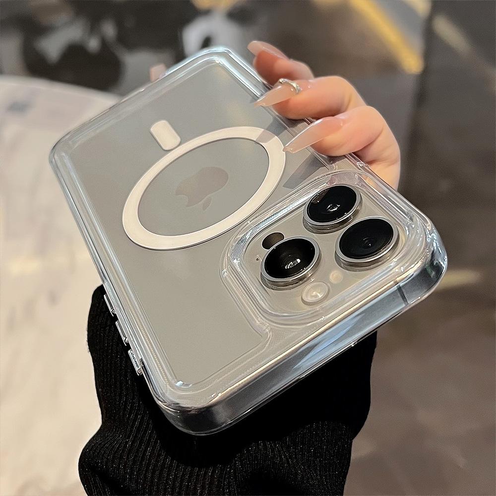 Transparent magnetic phone case suitable for Apple phones