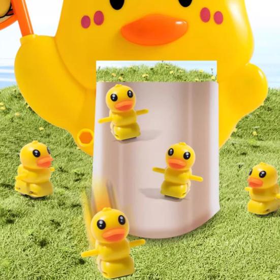 Rață Urcând Scări Tobogan Jucărie cu Lumină LED Muzică Copii Mici Rață Electrică Montagne Russe Pista de Cursă cu Alunecare Jucărie cu 12 Rațe Mici