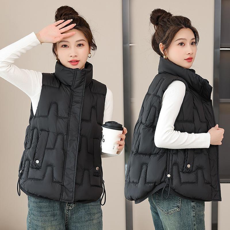 Down cotton vest women's short autumn and winter new stand-up collar thickened cotton-padded clothes fashion vest vest vest jacket