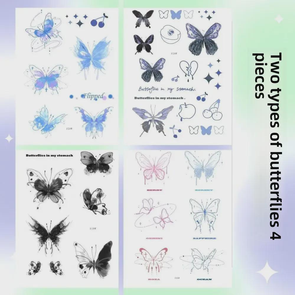 Waterproof Realistic Butterfly Tattoo Sticker – Small, Fresh, Aesthetic Cartoon Style, Long-Lasting, Personalized Colors