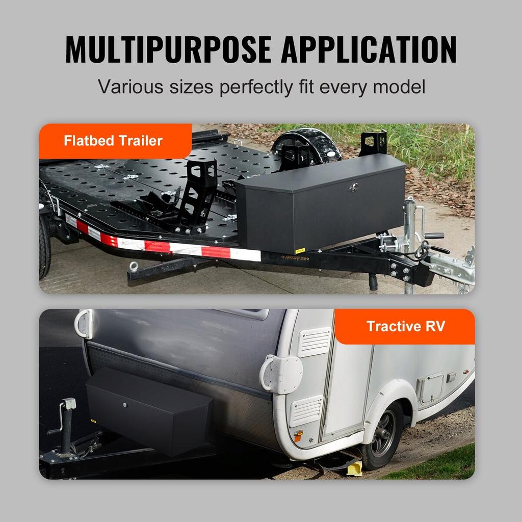 Trailer Tongue Tool Storage Box 36 x 12 x 12 inch Carbon Steel + Lock Keys