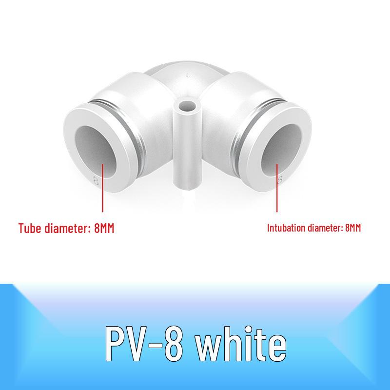 Pneumatic Quick Connect Tee, White Plastic, Straight Push-in, Sizes: 4-16mm