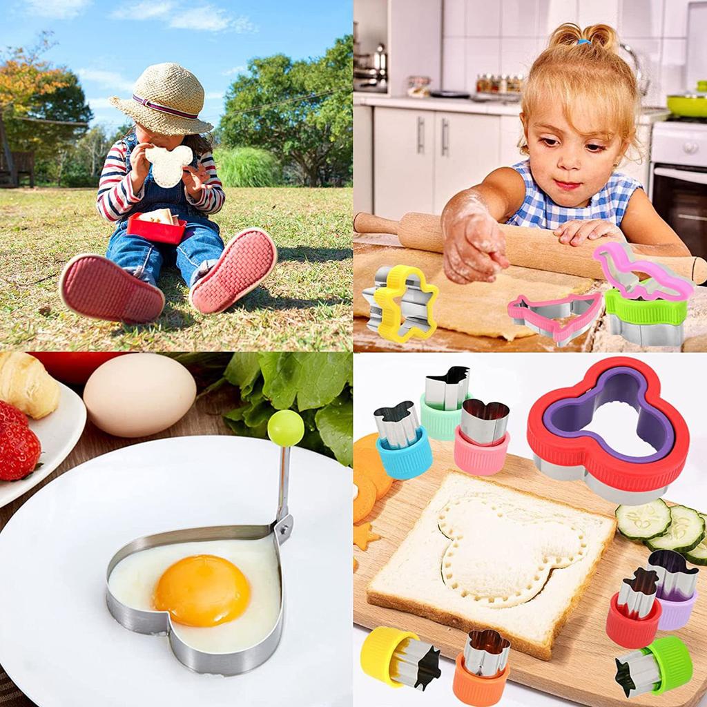 32PCS Sandwich Cutter and Sealer Set Stainless Steel Bread Fruit Cutters Heart Shaped Egg Shaper Wit