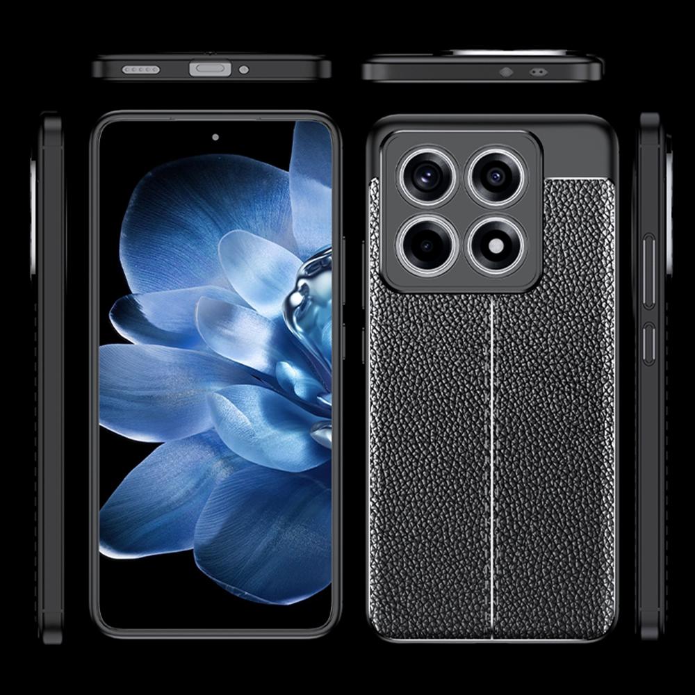 

For Xiaomi 14T Pro Case Litchi Texture TPU Flexible Phone Cover,Black A