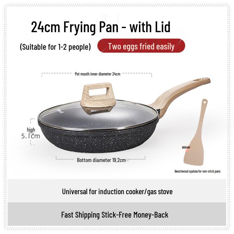 British Maifan Stone Non-Stick Wok: Flat Bottom Pan for Steak, Stir-Fry, and Cooking On Induction and Gas Stoves