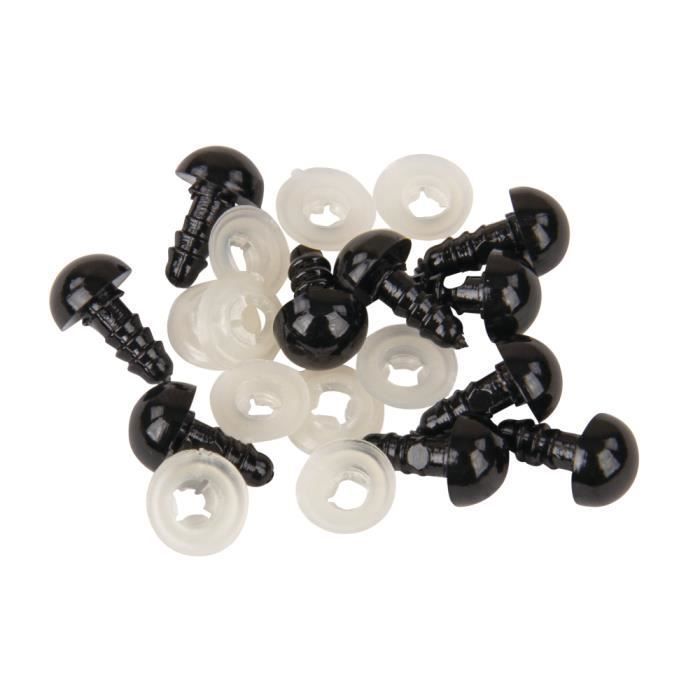 Plastic Safety Eyes - RAYHER - 8mm - Black - Pack of 10 with Washers