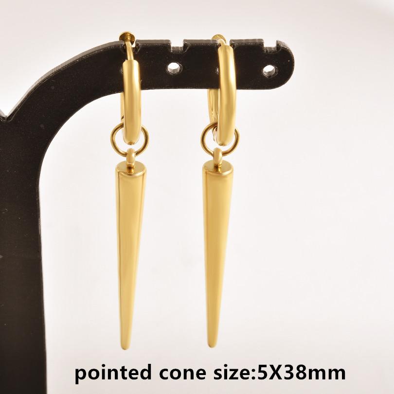 Nicht verblassend Unterschiedliche Länge Spitzkegel Hängeohrringe Edelstahl Runde Creolen für Damen Herren Schmuck Ohrpiercing Geschenk