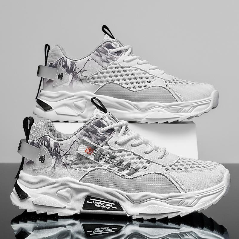 Explosive Men's Shoes New Summer Breathable Mesh Sports Casual Shoes Men's Trend Versatile Running Dad Shoes