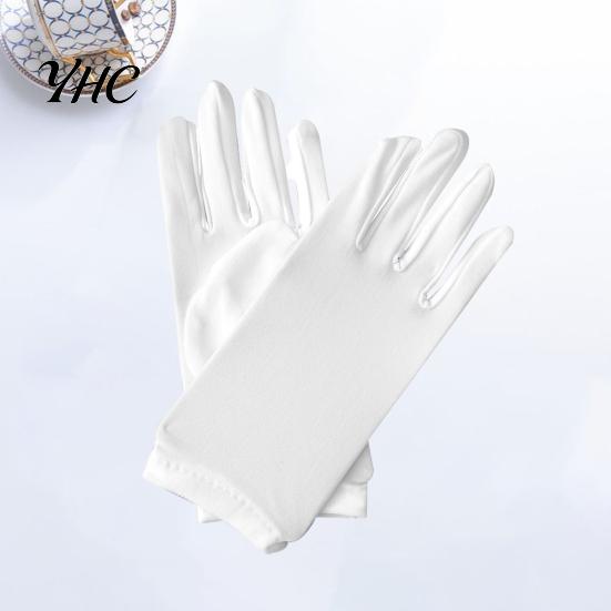 Satin Elastic Gloves 1 Pair Short Thin Dance Breathable Non-slip Solid Color Sweat-absorption Milk Silk Stretch Costume Accessories