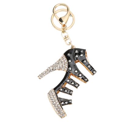 Strass Schlüsselanhänger High Heel Schuh Form Niedlicher Schmuck Tasche Geldbörse Anhänger Zubehör Schwarz