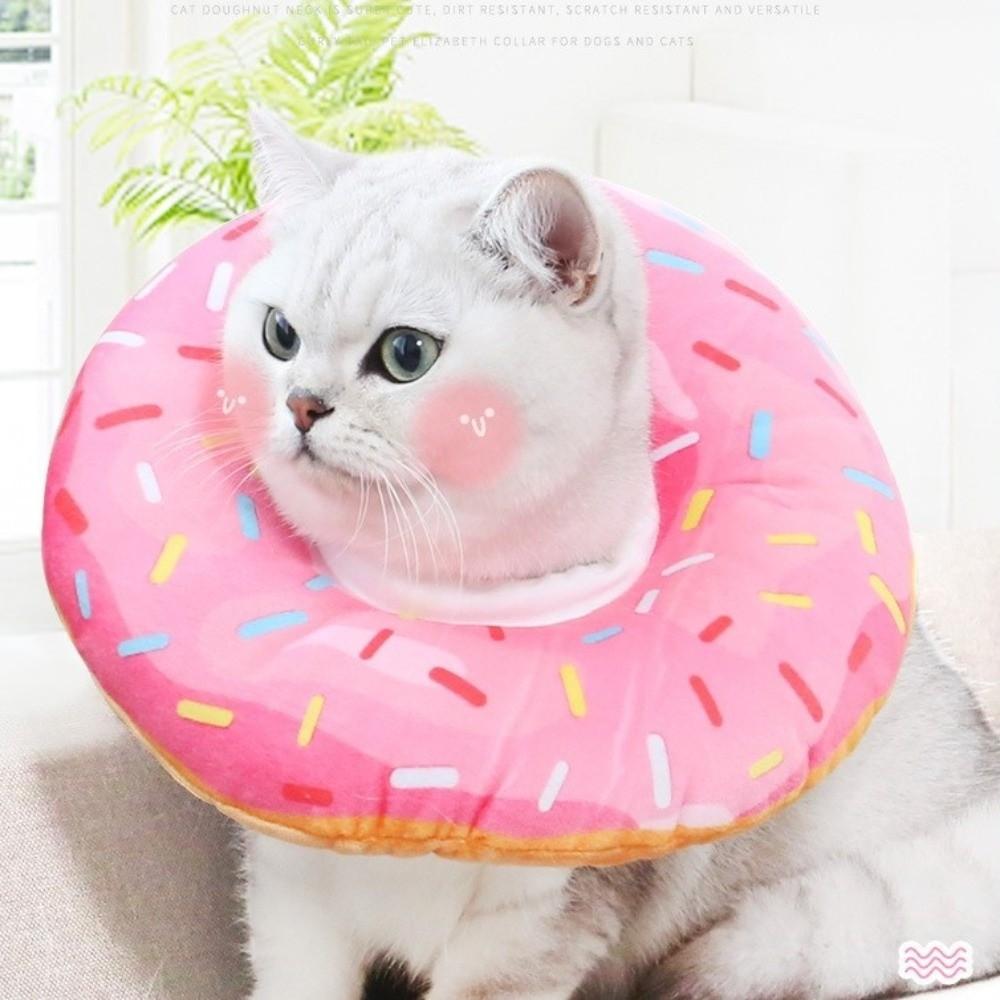 Adjustable Kitten Recovery Cones Cartoon Donut Neck Collars New Cat Cone Collar  Pet Supplies