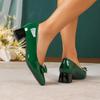 Damen Eckige Zehenpartie Klobiger Absatz Florale High Heels - Lackleder, Übergröße 43, Europäischer & Amerikanischer Stil