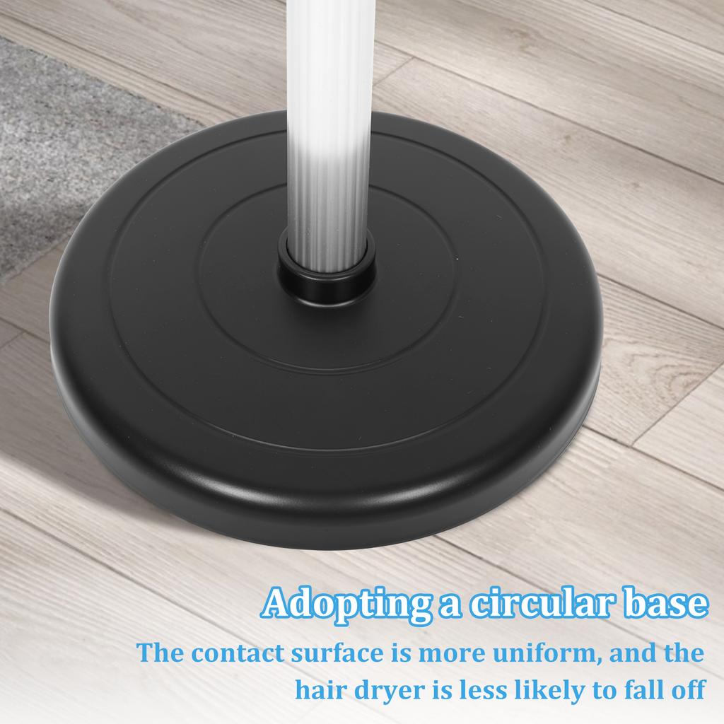 Suction Cup Hair Dryer Stand 360° Rotating Adjustable Height Countertop Blower Holder for Bathroom Vanity Makeup Room