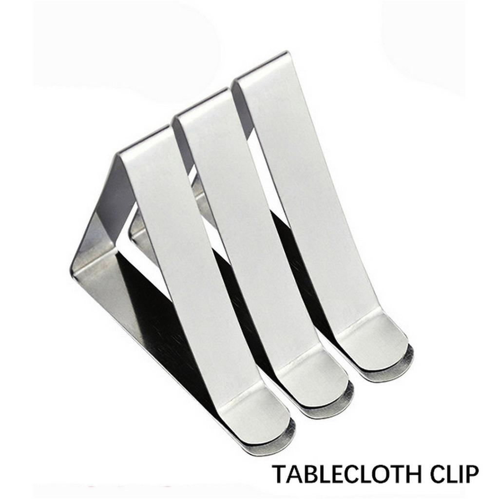 Stainless Steel Tablecloth Clips 4 Pack Triangle Windproof Table Cloth Holder Clips Durable Metal Table Cover Fasteners for Outdoor Indoor Use