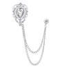 European & American Fashion Hollow Water Drop Brooch: Heart Chain Tassel Corsage for Men's and Women's Coats - Stylish, High-End Accessory.