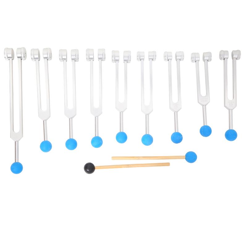 

A96I-9 Pcs Tuning Forks Set With Hammers For Healing, Sound Therapy, Meditation, Yoga,Reliever Stress Durable ,Silver срібний