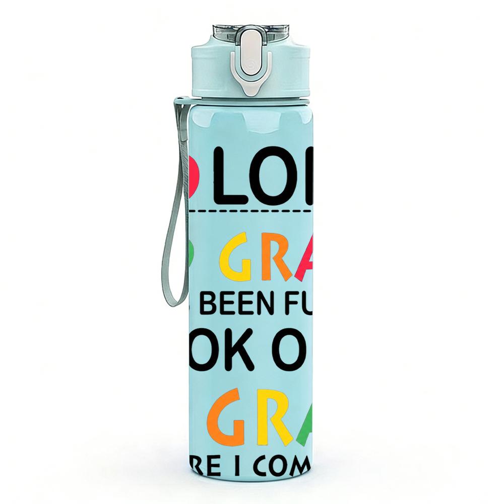 1PC 2nd 3rd Grade Transition Lettering 750ml Color Plastic Water Bottle Leakproof Flip Straw Lid For Sports Office Home Use