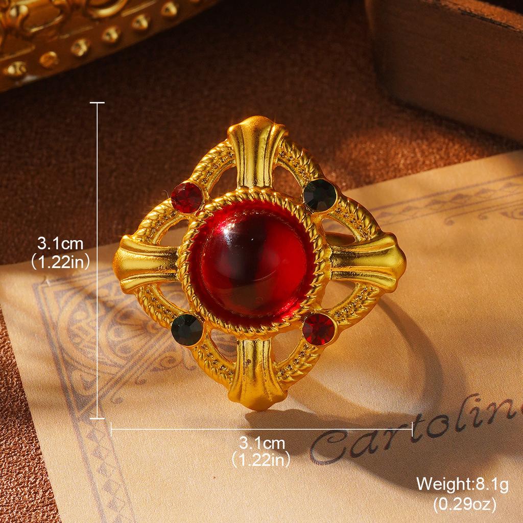 Court Style Light Luxury New Earrings Turquoise Fringed Earrings Medieval Brooch Ring Retro High-end Earrings