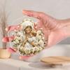 Decoração de Mesa de Acrílico Contemporânea 2D Plana da Virgem Maria e Menino Jesus, Aura Dourada e Rosas Brancas, Adequado para decoração de parede, varanda, quarto, villa,