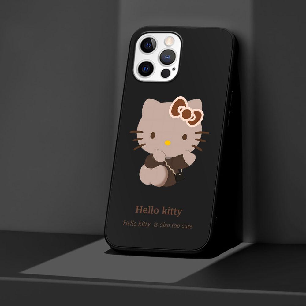 Hello Kitty Cartoon Case for Apple iPhone 13 14 Plus 11 12 Mini 15 Pro Max 7 8 SE 2020 X XS XR Silicone Black Soft Phone Cover