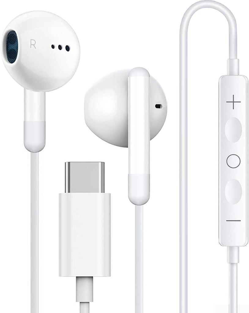 New Edition Compatible with iPhone Wired High Sensitivity Karaoke MEMS Compatible with Pixel White [2025 15/16] Type-c Earphones, Earphones, Type-c,