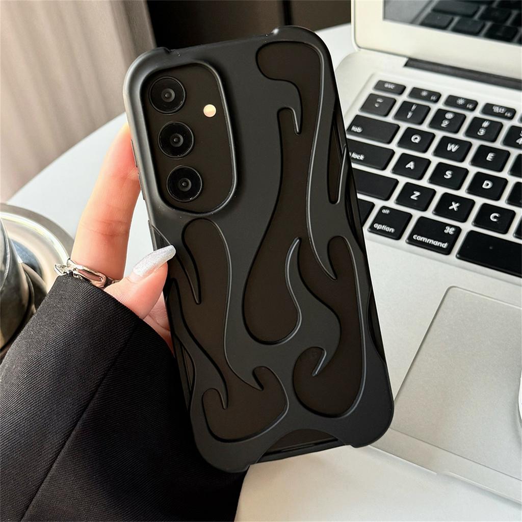 For Samsung Galaxy S24 Case Hollow Flame Design Matte TPU Phone Cover