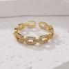 Luxury Zircon Geometry Twist Chain Open Rings for Women Gold Silver Color Elegant Finger Ring Wedding Jewelry Gifts