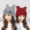 Winter Bow Cat Ear Knitted Wool Hat Women's Warm Ear Protection Hat