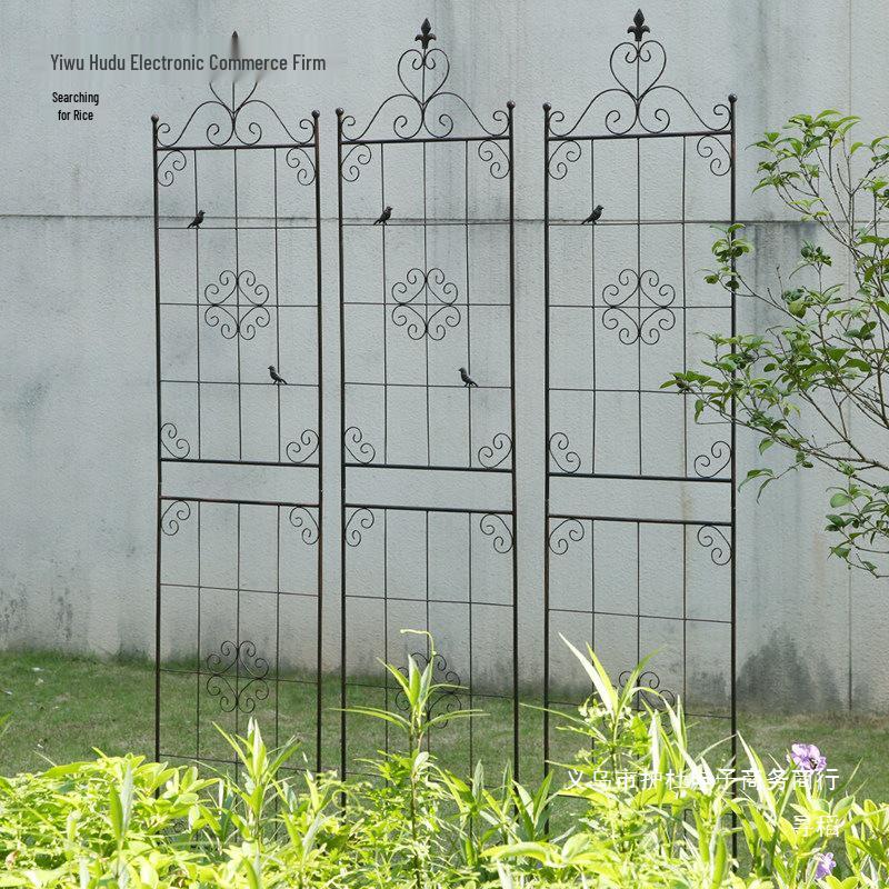American Retro Wrought Iron Rose & Clematis Trellis for Balcony or Garden