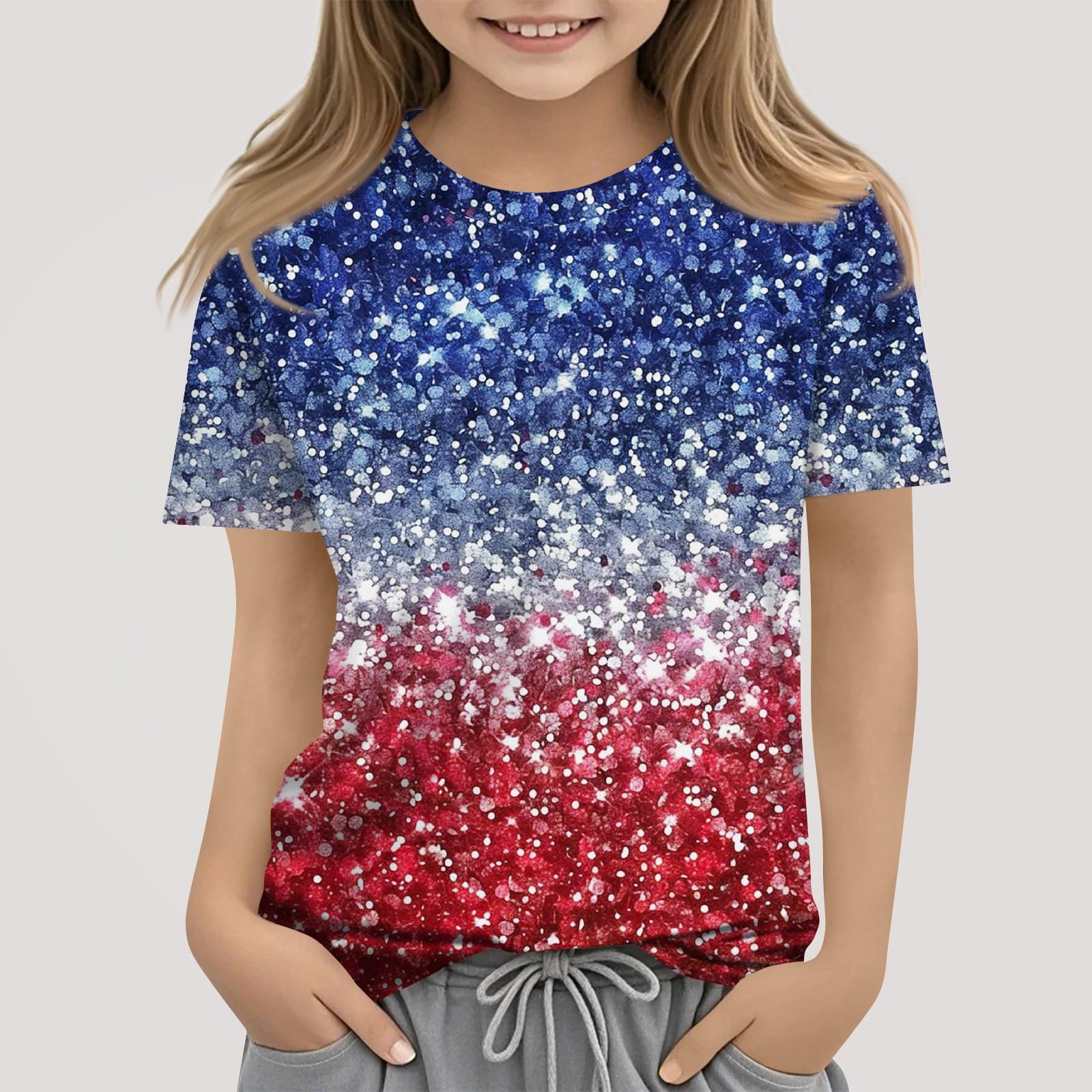 

Детская модная повседневная футболка с коротким рукавом и круглым вырезом с принтом «День независимости» 140 винный