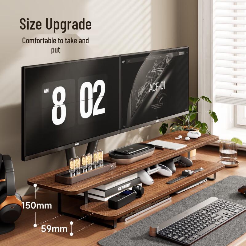 Brateck Dual-Layer Monitor & Laptop Riser with Storage