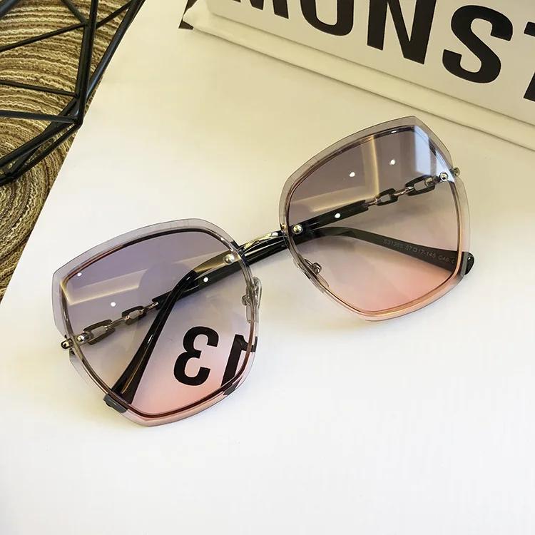 Fashionable Rimless Square Sunglasses For Women Brand Designer Sun Glasses Vintage Shades Female Pink Eyewear