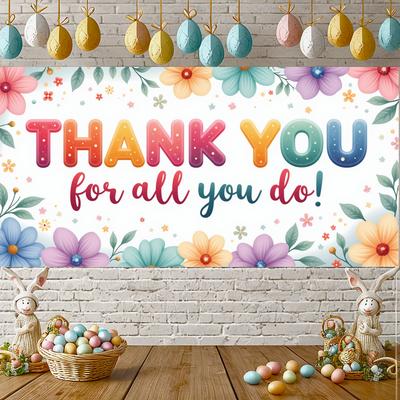 Party Banner Fun Theme Thank You Banner Star Patterns Thankful Banner for Home Decor Customer Appreciation Event Decoration