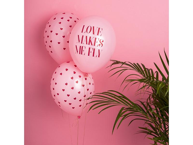 Pink Balloons with Red Hearts 30 1 Piece