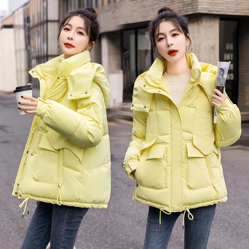 Autumn and Winter Fashion Women's Bread Jacket Short Down Cotton Jacket Korean Version Loose Casual Cotton Jacket Jacket Cotton Coat