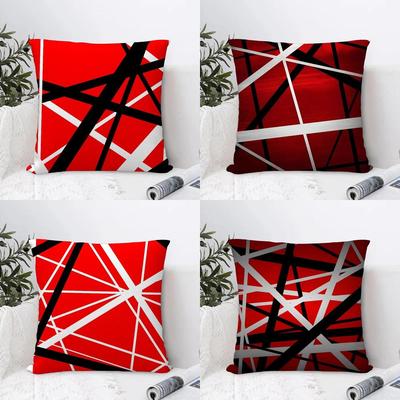 Home Decor Geometric Red & Black Abstract Pillow Covers Pattern Cushion Cover Suitable For Sofa Bedroom Car Pillow Cover
