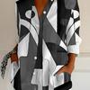 Women's Large Size Loose Printed Long Sleeve Button-Down Shirt - Lapel Casual Top for Spring and Autumn