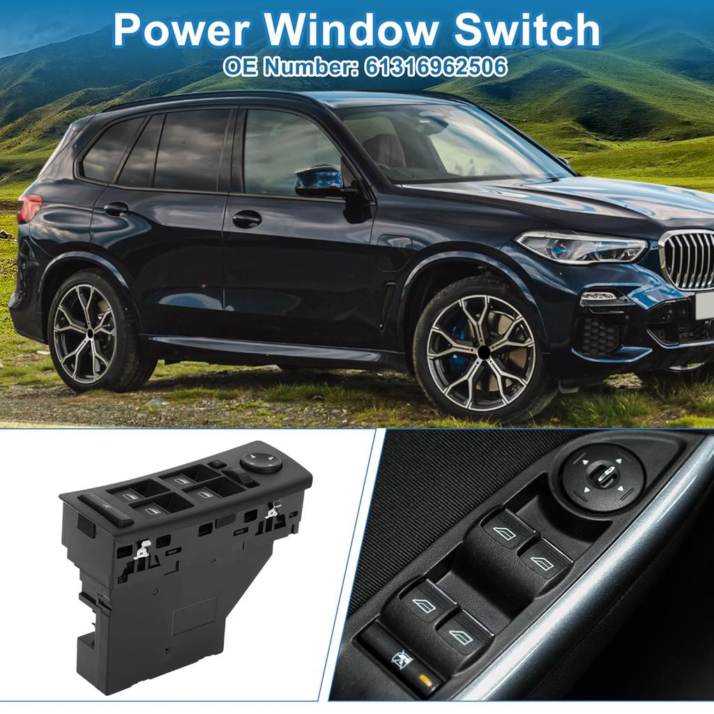 Power Window Switch No.61316962506 Window Control Switch for BMW X5 2000-2006 Black