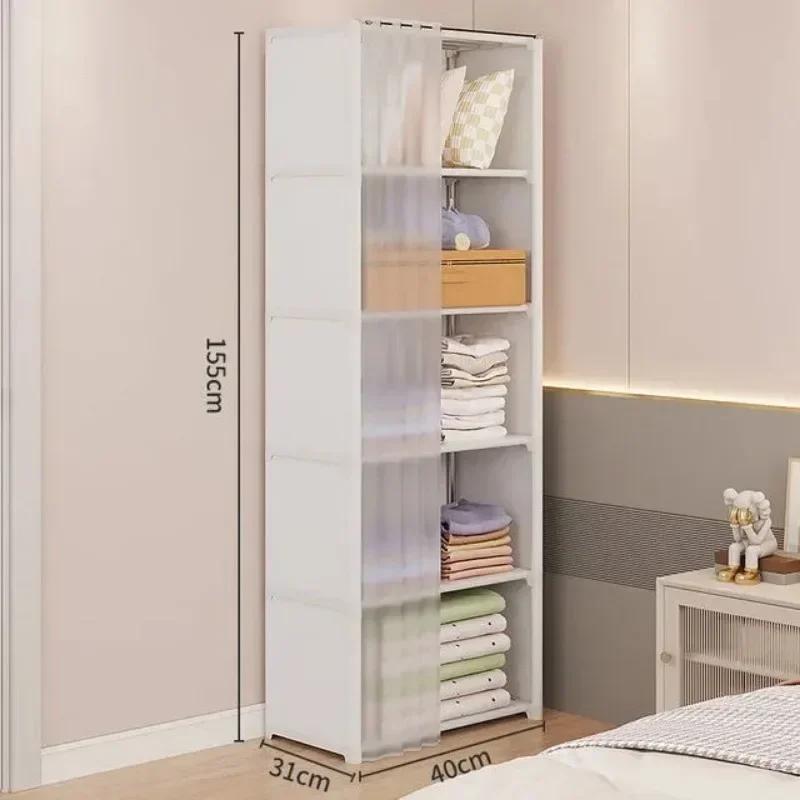 Dustproof Wardrobe Multipurpose Storage Rack Multi-layer Bookshelf with Curtains High Capacity Simple Assembly Storage Shelves