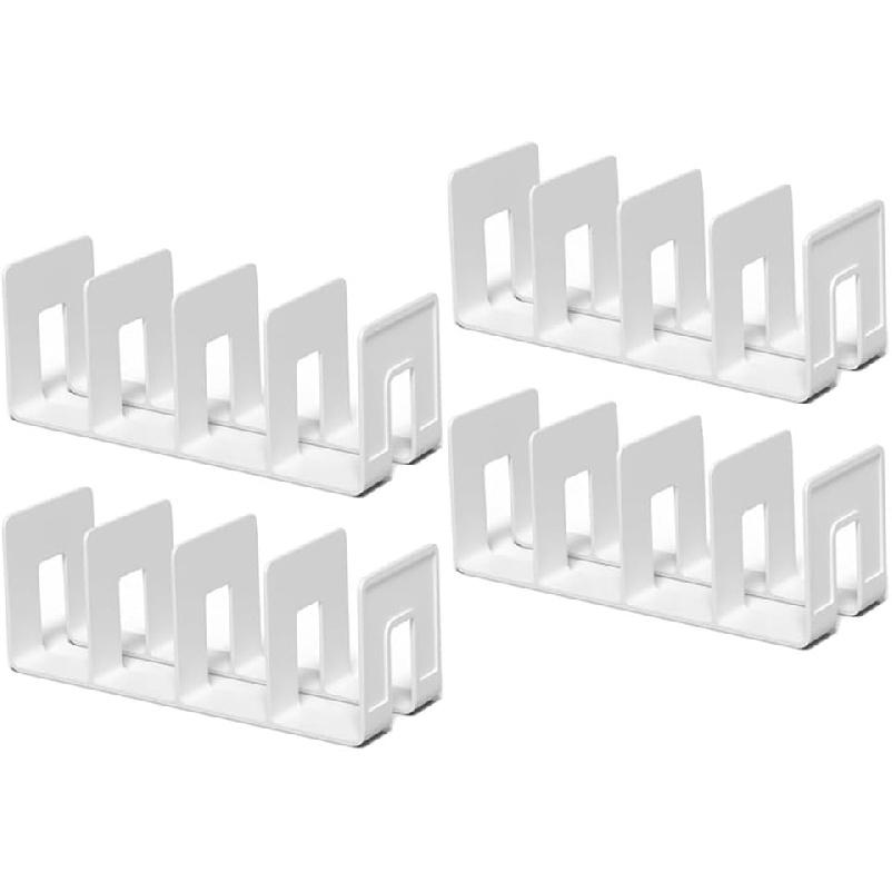 4Pack Clear Acrylic File Sorter, 4 Large Slots Desk Organizer, Desktop File Folder Holder Organizer, Office Storage Stand Rack for Book, Purse,