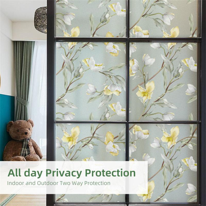 Pellicola per la privacy delle finestre Pellicola per vetri non adesiva Copertura per finestre Adesivo statico per finestre Fiori impermeabili