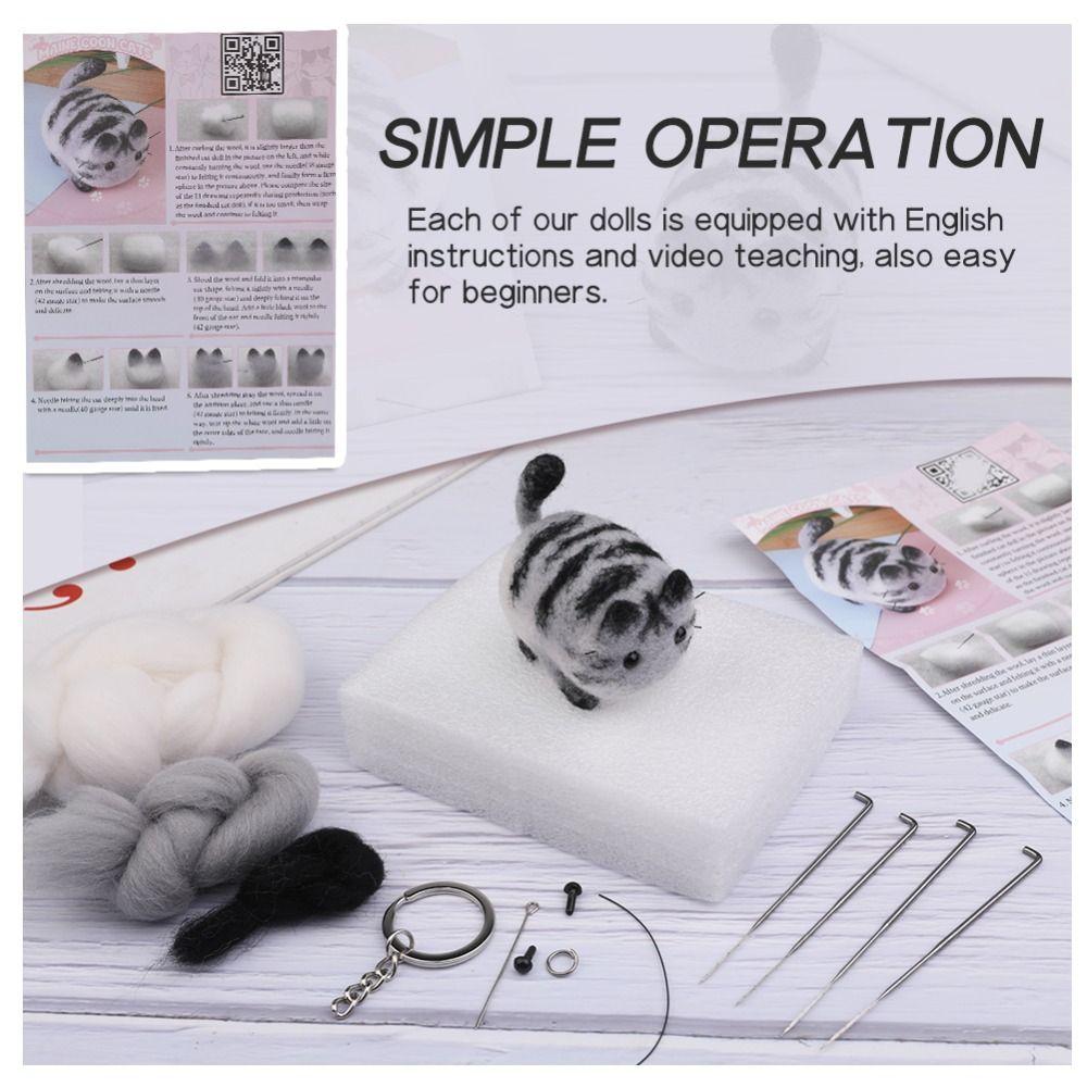 Handmade Needle Felting Kit Animal DIY Wool Felt Materials Set Crafts Felting Starter Kit
