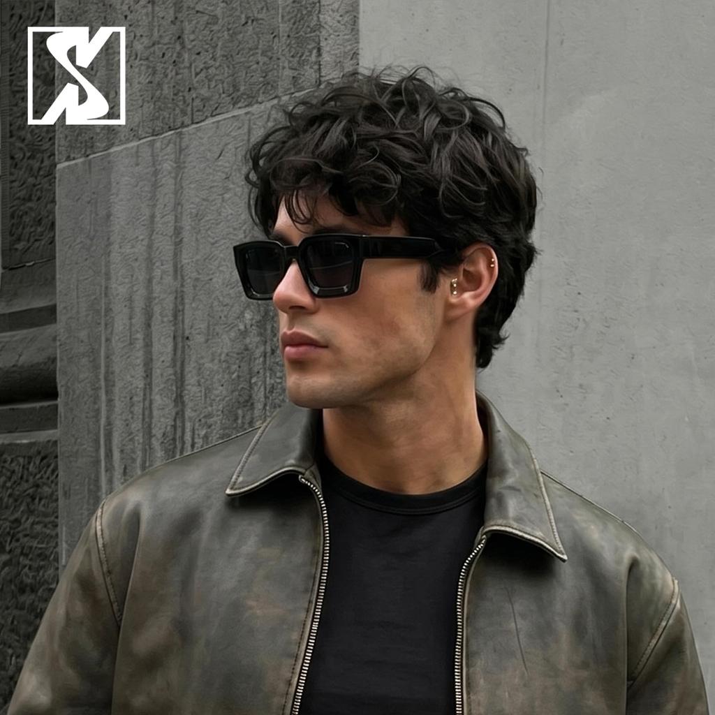SHEEN KELLY Sunglasses Square Retro Polarized Black Frame Men's Women's