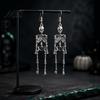 Cool Punk Earrings 1 Pair Halloween Earrings, Spooky Gothic Skeleton Dangle Dark Aesthetic Drop Skull Articulated Jewelry for Women Gift Lovers