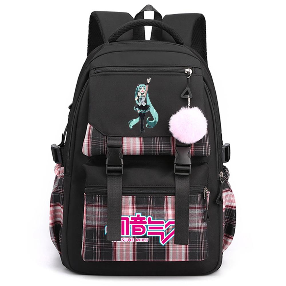 Cartoon Anime Hatsune Miku Printed Large Capacity Backpack for Teenger Student Bookbag Girl Boy Schoolbag Bookbag Women Waterproof Travel Bag