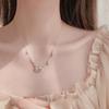 925 Silver Simple Personality Trend Choker Clavicle Chain Ins Necklace with Shiny Rhinestone Moon Jewelry for Modern Female