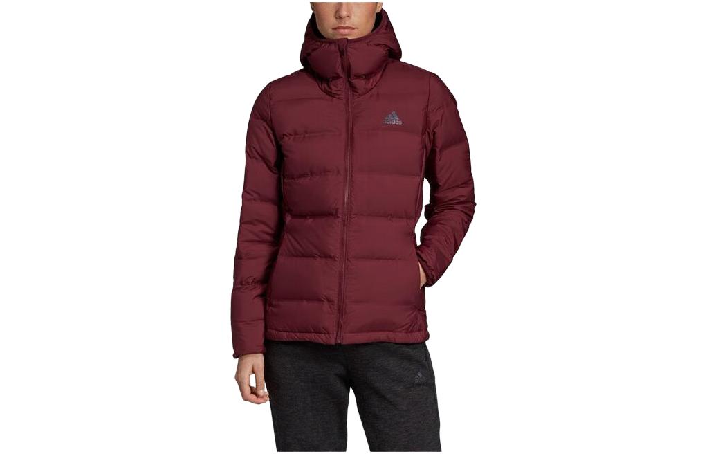 Adidas Down Jackets Women s Dark Reddish Purple Hooded Lightweight Other DZ1495 M