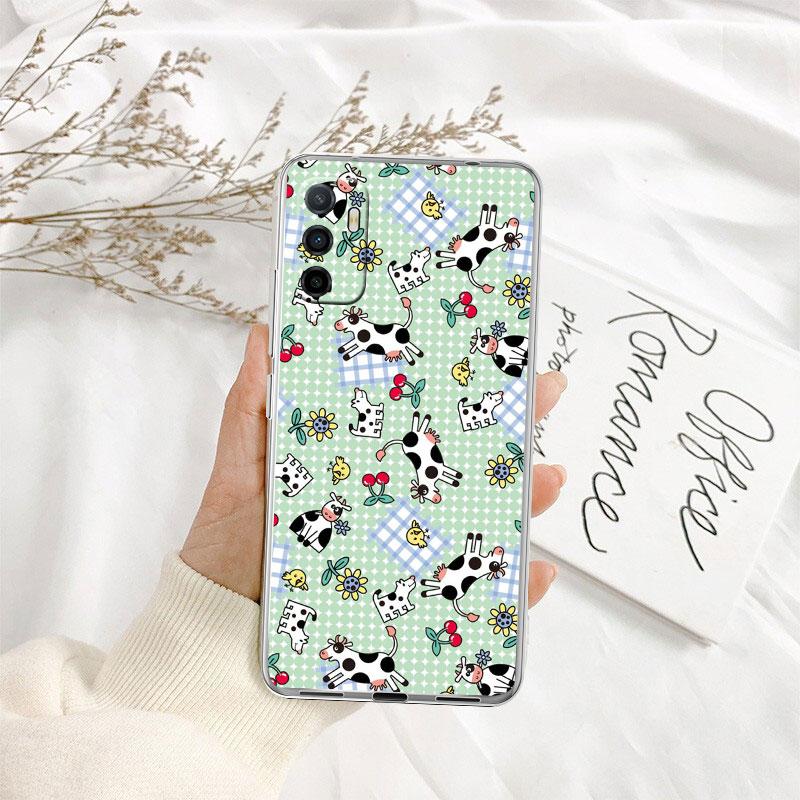 Cartoon Art Cow Transparent Phone Case for Motorola Moto G7 G8 G9 G84 G85 G73 G24 G15 Z2 Play Power Plus