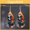 Themed Halloween Hooded Jacket Skull Pattern Droplet Shaped Acrylic Earrings
